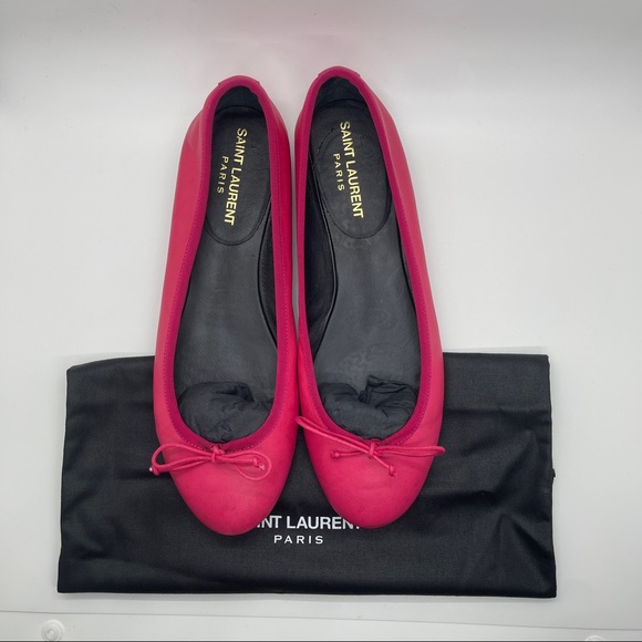 Saint Laurent Dance Leather Ballet Flats in raspberry pink size 35.5 - Picture 4 of 9